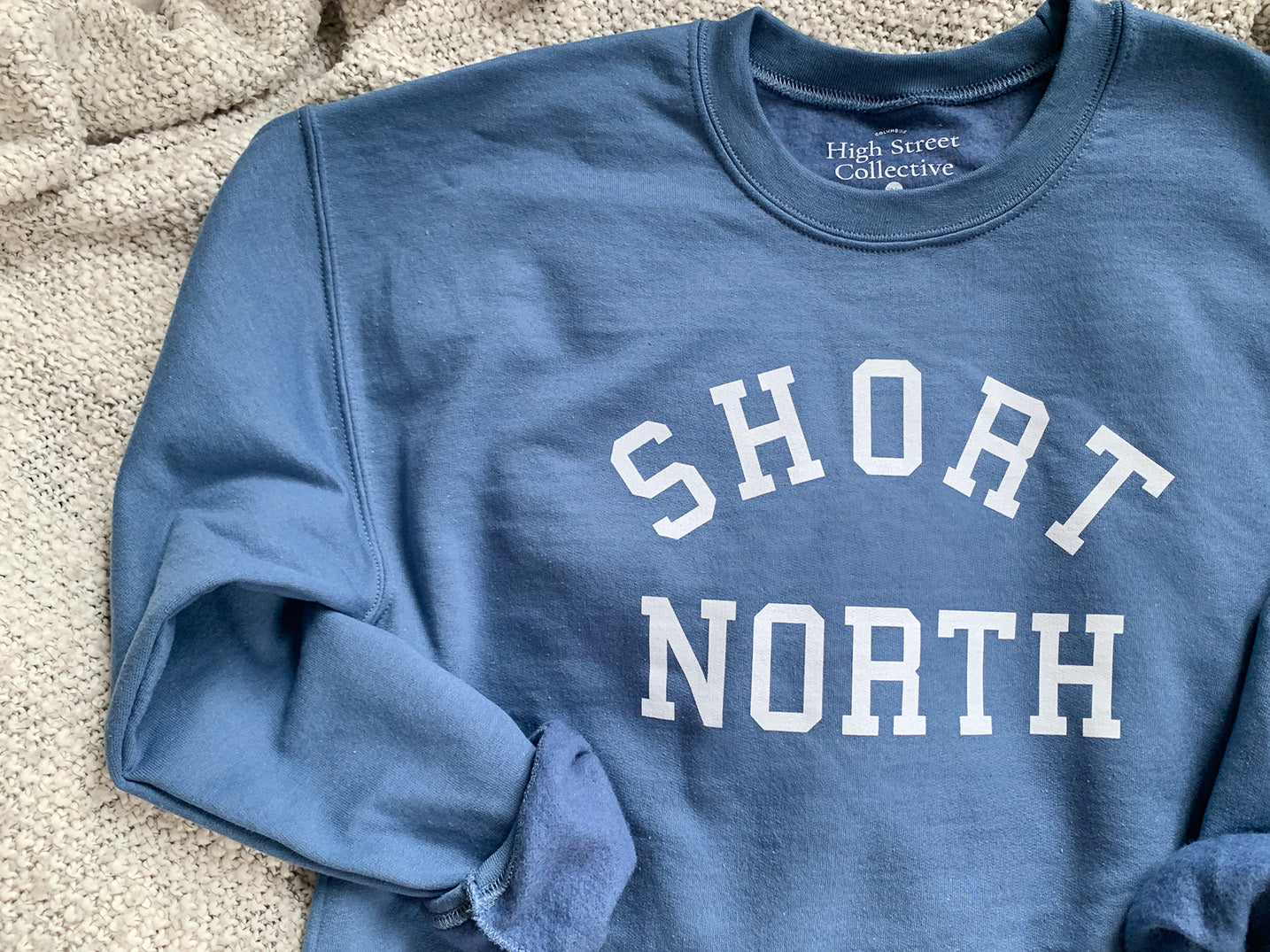 Indigo blue Short North crewneck sweatshirt.